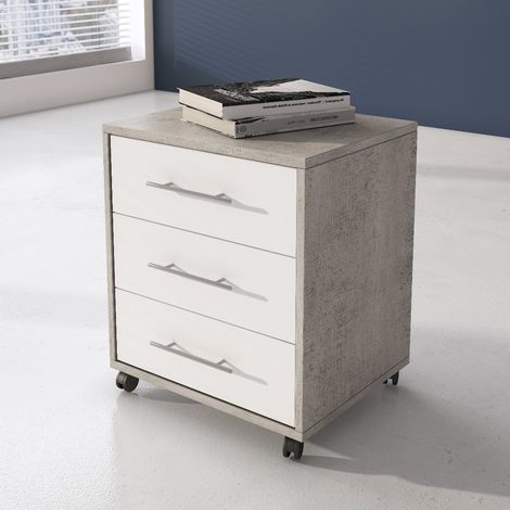 CASSETTIERA MOD. OMEGA II CM 43X40 H. 57 CEMENTO E BIANCO FRASSINATO (1/4)