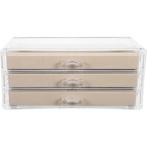 Boîte de Rangement à Bijoux 3 Tiroirs, Plateaux Empilables en Acrylique, pour Colliers, Anneaux et Boucles d'Oreilles, Adaptée Rangement Pratique à Domicile L'Extérieur (1/5)