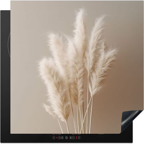 PROTECTION PLAQUE INDUCTION Herbe de la pampa - Plumes - Pastel - Blanc Couvre Plaque De Cuisson 78x78 cm