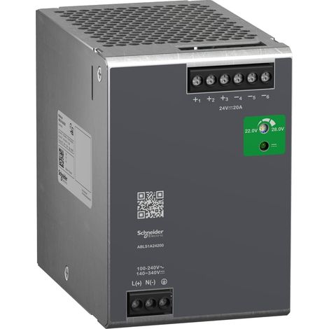 Modicon ABL - alimentation à découpage - 20A - 100à240Vca mono/biphasé - 24Vcc - ABLS1A24200
