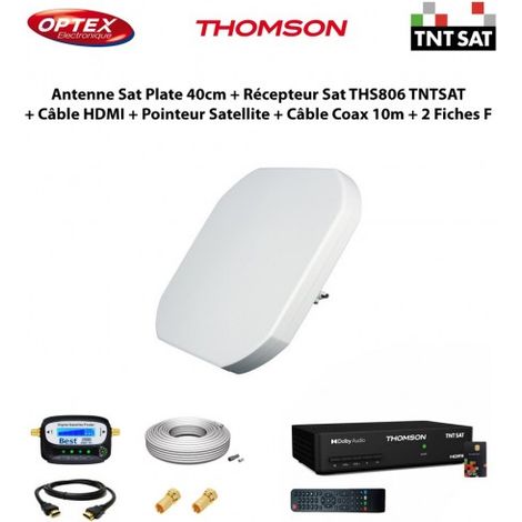 Antenne Satellite Plate - OPTEX - 40cm - Récepteur HD THS806 - Câble HDMI - Installation facile (1/5)