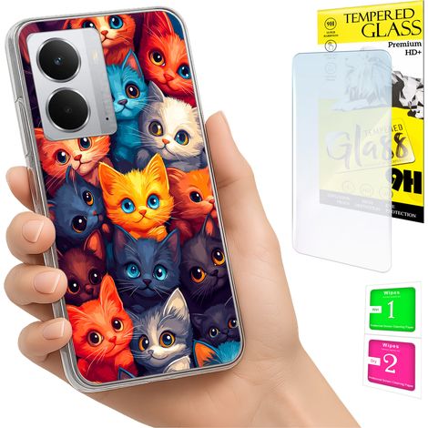 Funda para Realme 14 5G / 14T 5G con foto y cubierta trasera de gatos + cristal 9H (1/5)