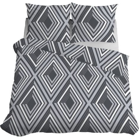 Bettwäsche-Set 220x200 Satin Mikrofaser Grau (1/5)