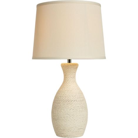 Litecraft Brett Ivory String Table Lamp B22 Base With Tapered Fabric Shade (1/5)