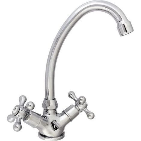 1 Mitigeur Lavabo Style Rétro Bec Mobile Laiton Chromé Aérateur Économie Eau Salle De Bain (1/2)