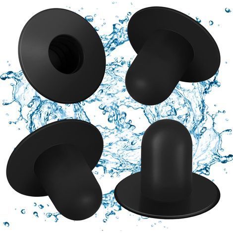 Lot de 4 bouchons muraux de piscine - Pièces de rechange - Filtre de piscine hors sol - Filtre de pompe - Bouchon de trou compatible avec Intex et Bestway (noir) (1/5)