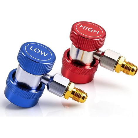 Rglable AC R134A Coupleur R134A Rapide Connecteur Adaptateur Haut Bas Raccords 1/4" SAE HVAC (1/5)