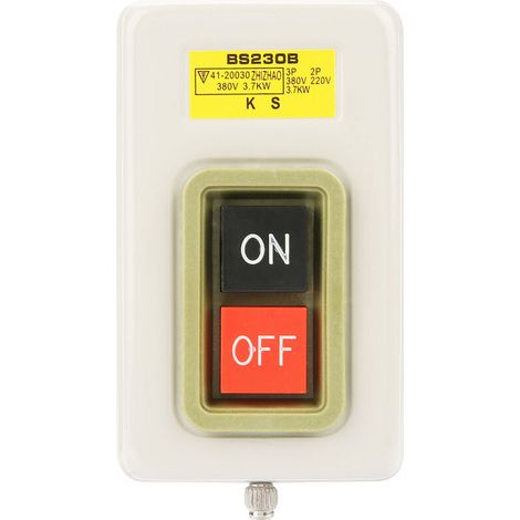 Interruptor pulsador autoblocante BS230B, interruptor de encendido/apagado autoblocante de 3,7 kW para contactores de suministro de componentes industriales - Crezuo
