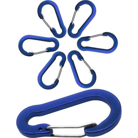 Lot de 6 mousquetons en aluminium - 5 cm - Bleu (1/5)