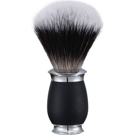 Pinceau de rasage en mousse à poils souples avec manche en aluminium pour un rasage précis et agréable (noir) (1/4)