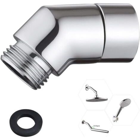 Coude de raccordement pour douche 1/2 pouce – Laiton nickel brossé multicouche – Angle 135° pour douchette – Joint d'étanchéité inclus