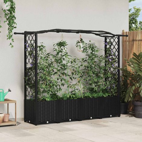Teenpull – Hochbeet mit Rankgitter und Dach Schwarz 204 x 40 x 138 cm PP (1/5)