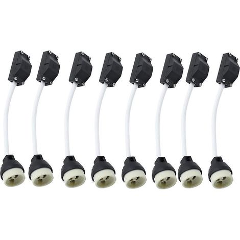 lot De 10 Douilles En Cramique Gu10 Avec Connecteur De Cble 2 A 250 V Gu10 Douille Adaptateur De Base Avec Cble Isol Pour Lampe Led Gu10 Cfls Ampo (1/4)