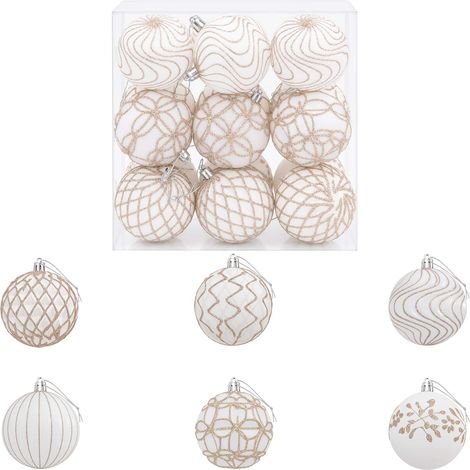 vidaXL Set di palline di Natale XL 18 pz Bianco e Oro Rosa 8 cm (1/5)