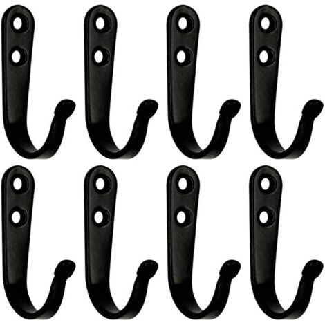 Black Single Hooks Wall Hooks Black Coat Hook Equipped with Mounting Screws, 8 Pieces (1/5)