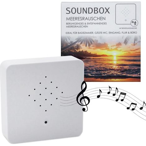 Soundbox weiß mit Meeresrauschen - 12 cm - Lautsprecher mit beruhigendem Wellenrauschen