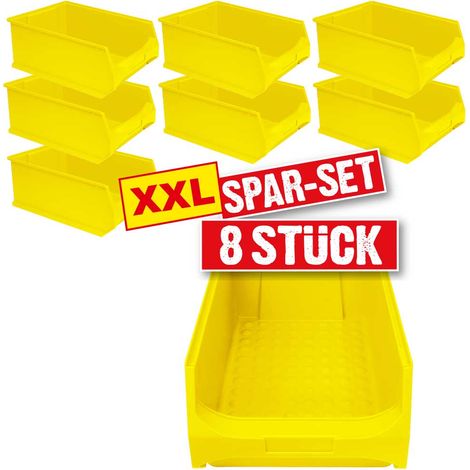 BRB Lot de 8 boîtes de présentation « PROFI » LB 2 Jaune 500 x 300 x 200 mm Capacité 21 l