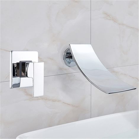 Matte Black/Chrome Bathroom Faucet Wall Mounted Waterfall Basin Faucets Washing Basin Taps Cold Water Mixer Tap(A) (1/5)