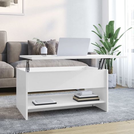 Tavolino da Salotto Bianco Lucido 80x50x40 cm Legno Multistrato vidaXL