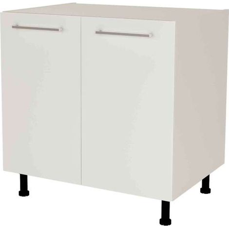 Mueble de cocina bajo con 2 puertas en gris cream y blanco mate. 85 cm(alto)80 cm(ancho)60 cm(largo) (1/3)