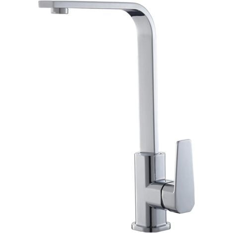 Robinet de cuisine carré, robinet d'évier de cuisine chaud et froid, Tube plat à fond en cuivre, argent brossé (1/5)