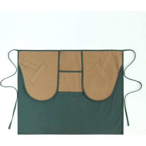 Demi-tablier en polycoton - tablier de taille pour restaurant, cuisine et loisirs créatifs, résistant aux taches et à la chaleur, marron (1/3)