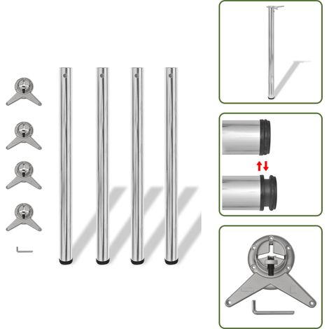 4x höhenverstellbares Tischbein Tischbeine Chrom 870 mm - Tischbeine - Chrom - Metallmöbel - Höhenverstellbar - Stabile Beine (1/5)