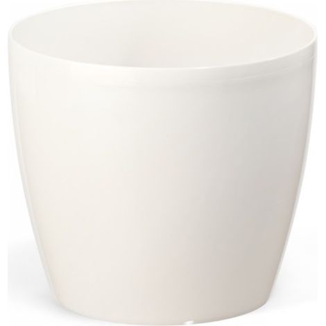 Vaso in plastica color crema con coperchio, 12 cm Magnolia