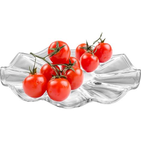 Glasteller, geriffelt, Jasło, Durchmesser 21 cm, für Eier, Snacks, Aufschnitt, Vorspeisen, farblos (1/5)