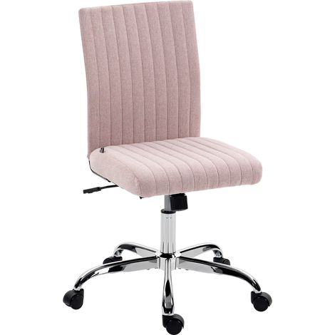 Chaise de bureau sans accoudoirs, fauteuil pivotant 360° réglable en hauteur, 43 x 56 x 89-99 cm, rose (1/5)