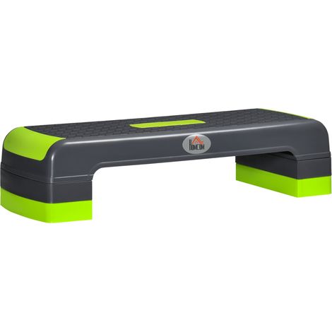 Step Fitness per Aerobica 78x28xh10-15-20 cm Altezza Regolabile in Plastica Verde e Grigio (1/5)