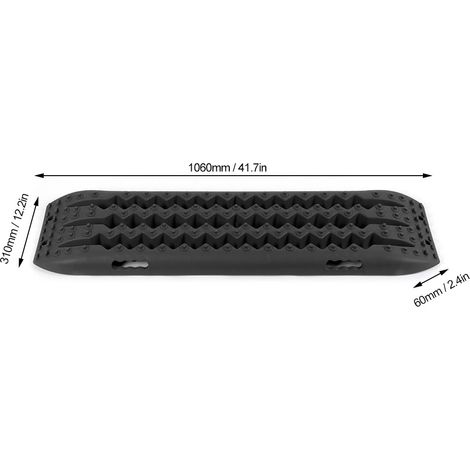 Plaques de traction pour voiture haute résistance et antidérapantes, lot de 2, noires (grand format) (poids excessif) (1/4)