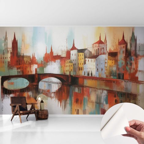 Tapete Selbstklebend - abwaschbar - Tapete mit Motiv - trendige Wanddeko - elegant Fototapete Stadtlandschaft 416x254 cm (1/5)