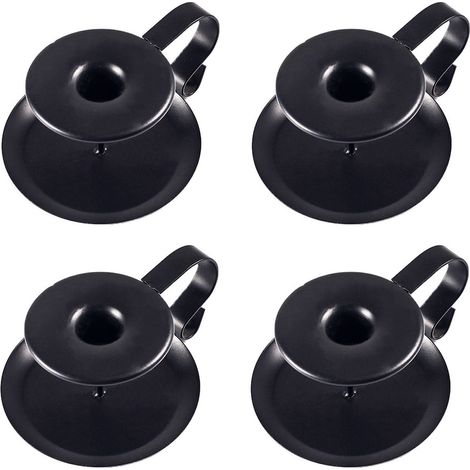 Lot de 4 bougeoirs pour bougies coniques, style vintage, en fer forgé noir mat. (1/4)