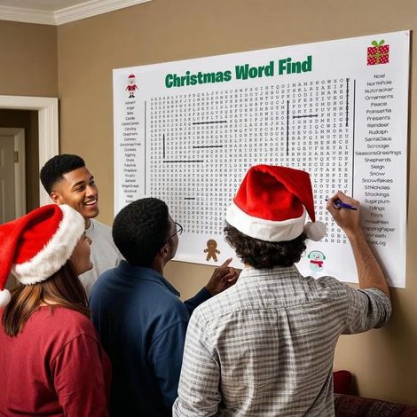 Affiche géante pratique de mots mêlés pour Thanksgiving -- Affiche de mots (Édition de Noël) --