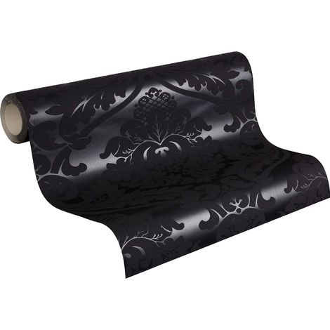 Papier Peint structuré à motif Tendance Néo-Baroque Noir (Import Allemagne) (1/5)
