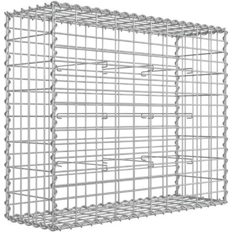 [JAMAIS UTILISÉ] Gabion pour Pierre, 100 x 80 x 30cm, cloture gabion, Cage en Métal, Panier à Pierre, Maille 5 x 10 cm, Galvanisé, Mur, Paterre, Décoration de Jardin, Argent