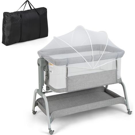 Costway – Lit cododo bébé 4 en 1 avec matelas doux – 6 hauteurs réglables – Inclinaison 2° à 6° – 4 roulettes verrouillables – Lit de voyage 0-6 mois (1/5)
