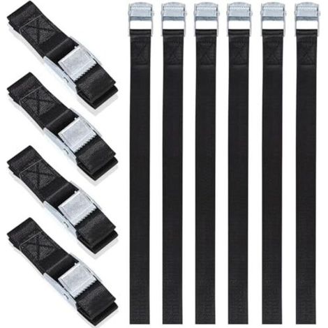 Sangle à cliquet - Lot de 10 - 25 mm x 50 cm - Charge 250 kg - Noir (1/5)