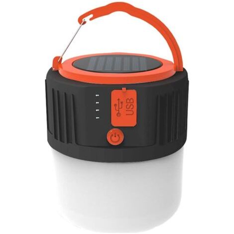 Lanterne Camping LED, Solaire Rechargeable étanche et portable lampe de poche avec USB Port - 5 modes d'éclairage - Convient pour Tente, Urgence, Coupures de Courant