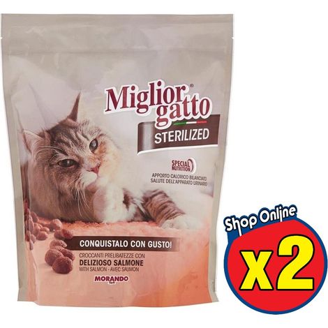 SET 2 MIGLIOR GATTO STERILIZED CROCCANTINI CON SALMONE 400 GR (1/4)
