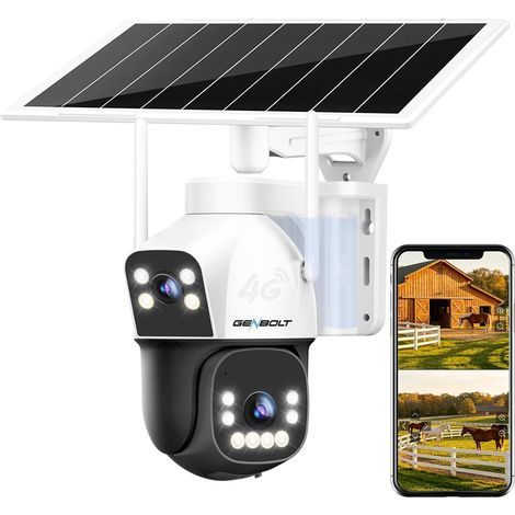 4G AOV Solaire Caméra De Surveillance Extérieur sans Fil, Enregistrement 24/7 3MP+3MP IP Caméra Surveillance Batterie avec détection IA, 8W 15600mAh Caméra CCTV (1/5)