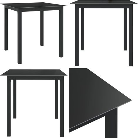 Table de jardin Noir 80x80x74 cm Aluminium et verre - Table De Jardin - Table Extérieure - Mobilier De Jardin - Table Aluminium - Table Verre - Home & Living (1/5)