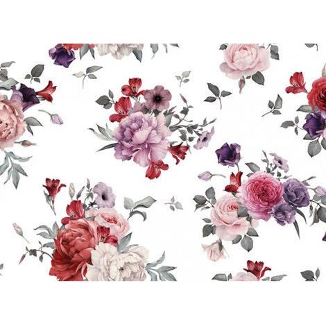 Papier peint panoramique rose élégant motif floral Tapisserie panoramique idéale pour chambre Papier peint panoramique nature floral pour salon (1/4)