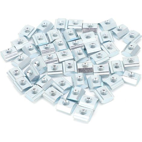 Écrous coulissants en acier au carbone M3 type T, norme UE 20, lot de 50 pièces, fixations pour imprimante 3D, accessoires de quincaillerie. (1/5)