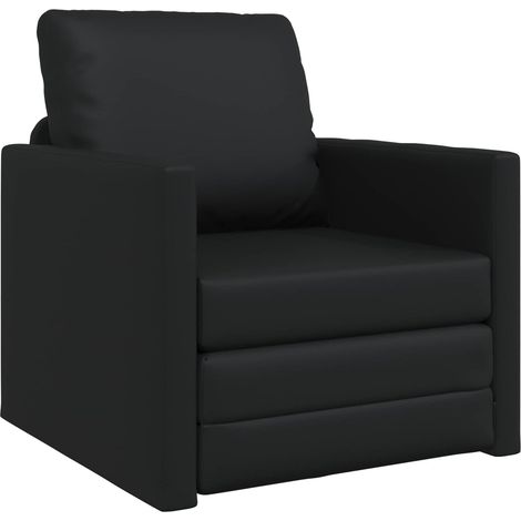 Folding Sofa Bed Black 74 x 77 x 81 cm Faux Leather vidaXL