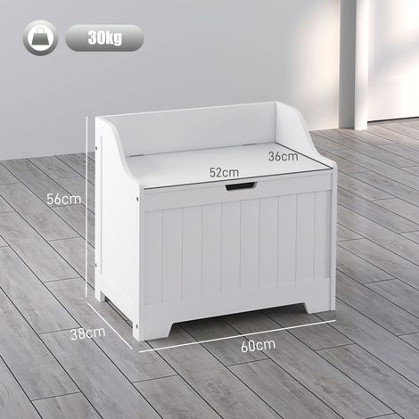Aufbewahrungstruhe, Holzkiste mit Deckel, viel Stauraum, modernes Design, Weiß (1/5)