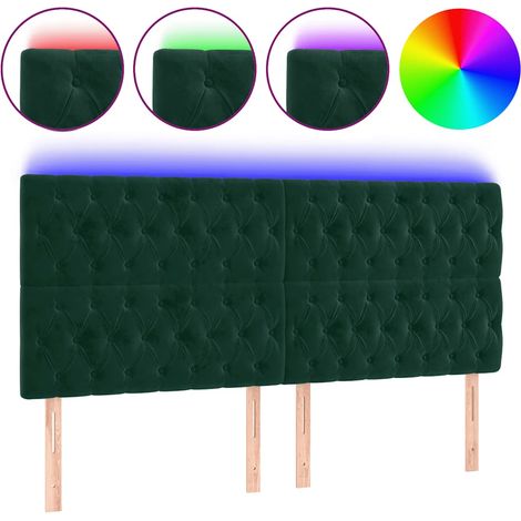 Maison Exclusive - Testiera a LED Verde Scuro 200x7x118/128 cm in Velluto