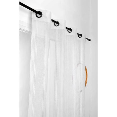 Voilage Rayures Verticales - 145x260cm - Blanc (1/2)