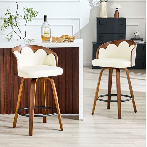 Sedia bar con schienale a fiore in legno OKMYHOME (1/5)